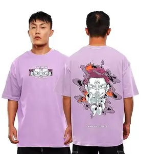 Darkbuck® Anime Oversized T Shirt for Men and Women Drop Shoulder Loose Baggy Fit Unisex Pure Cotton T-Shirt(L, Sukuna)