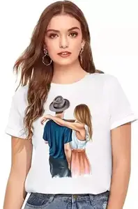 Women's Round Neck White Printed T-Shirt New_WPRNT#058_White_XL