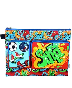 Echo Boomers Colourful Print Multi-Layer Large Capacity Bag for Kids, Keep Tablet/iPad Laptop, Documents Folder Pouch with Compartment for School Organizer