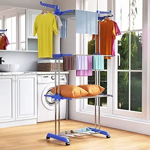 ATROCK Cloth Stand for Drying | Cloth Drying Stand | Drying Racks | Kapde Sukhane Ka Stand | 3 Layer Foldable Cloth Dryer Stand | Break Resistance