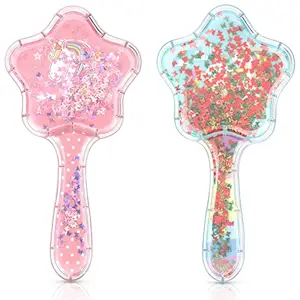 Patelai 2 Pieces Wet Hair Brush Unicorn Hair Brush Little Girls Hair Brush Detangling Brush Curly Straight Long or Short Hair Glide Through with Ease for Most Hair Types Present for Girls, Women(Adorable)