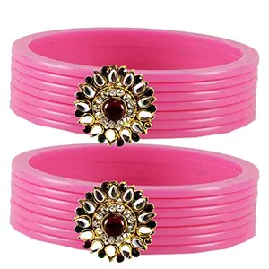 MAYA FASHION Pink Stone Acrylic-Brass Bangle With Very Extra Large Size Elegant Extra Large Size Bangle | Perfect Fit for Plus Size banglesTrendy and Comfortable Fit for woman and girls | (Sku-ban1783)