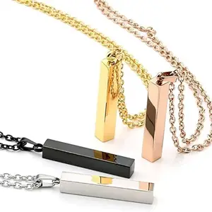 ERKLEROSTORE 4-in-1 Bar Pendant Necklace Combo Set - Silver, Black, Rose Gold & Gold | Minimalist Layering Necklaces for Women & Men