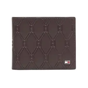 Tommy Hilfiger Men Leather Passcase Wallet - Brown, (Solin) No. of Card Slot : 12