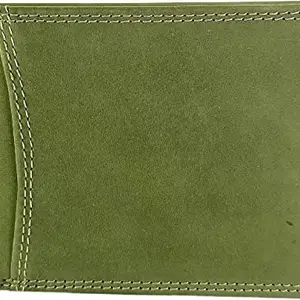 Young Arrow Men Casual Green Genuine Leather Wallet (7 Card Slots)