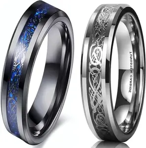 Women Combo Black Blue & Black Silver Dragon Ring (IR594) B_ck Silver Dragon Ring (Size-17) M1_IR594