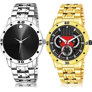 NIKOLA Formal Analog Silver and Gold Color Dial Men Watch - B776-(29-S-21) (Pack of 2)