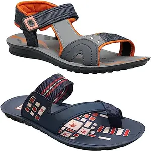 GeNIAL Men Multicolor Sandals | Size - 10 | S.16 ORNG-WLKR BLU-10