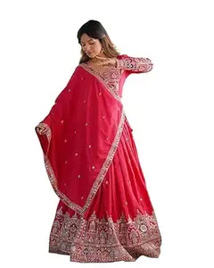 Kapindra Enterprise Women's Lehenga Choli | Chinon With Print With Foil Work For Women Solid Embroidery Work And Foil Work Lehenga choli