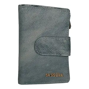 Sassora Genuine Leather Medium Size Green RFID Protected Women Wallet (8 Card Slots)