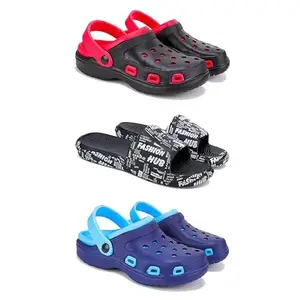 DRACKFOOT-Lightweight Classic Clogs || Sandals with Slider Adjustable Back Strap for Men-Combo(4)-3017-3103-3019-7 Blue
