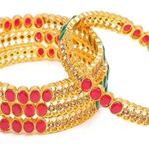 Shining Diva Fashion Latest Gold Plated Set of 4 Stylish Traditional Bangle for Women (13849b_2.6)
