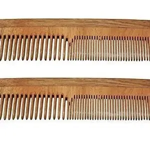 Raaya Wooden Hair Comb In Natural Neem For Men And Women Wooden Style Comb For Men And Women Combo Of 2 Pcs, 40 Gram, Pack Of 1 (M-1)