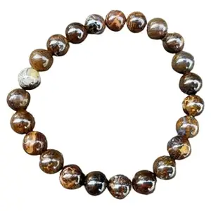 Lady Works Natural Australian Boulder Opal 8mm Round Shape Smooth Cut Beads 6.5 Inch Stretchable Bracelet For Men & Women. Unisex Bracelet For Healing, Meditation, Prosperity, Gift & Luck|LW_BRST_01039_6.5