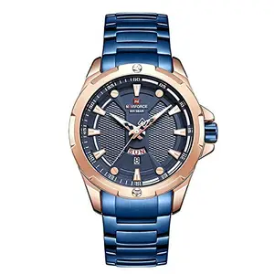 Naviforce Fashion Quartz Analogue Luxury Brand Multi-Function Dial Sport Men's Watch Casual Waterproof Clock Relogio Masculino, Blue
