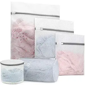 Becharaji 5Pcs Laundry Bags for Washing Machine -Durable for Delicates(1 Large 16 x 20 Inches, 1 Medium 12 x 16 Inches, 1 Small 9 x 12 Inches, 1 Cylinder 8 x 12 Inches, 1 Bra Wash Bag 6 x 7 Inches)