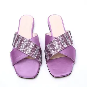 AGLET STORY Women's Rhinestone Embellished Flat Fashion Sandal with Superior Comfort |City of Stars (Lavender, 5 UK)