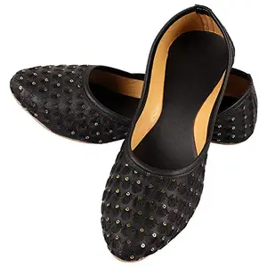 Indian Handicraft Synthetic WomenGirls Flat/Jutti Black Color (7 UK)