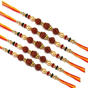 Generic Pack Of 5 Rakhi For Beloved Brother, Bhaiya With Roli Chawal And One Greeting Card #Rakhi01121