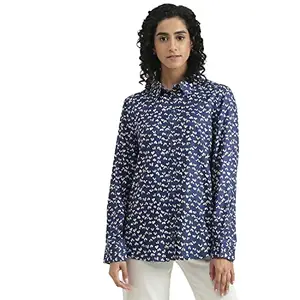 UNITED COLORS OF BENETTON Viscose Printed Spread Collar Women Shirts (Size: M)-23P5OA95Q8U4G903