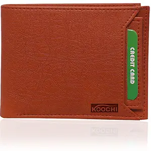 Koochi Wallet for Men Removable Card Holder Bi-Fold Faux/Artificial Leather/PU Tan