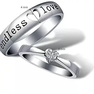 Men Valentine Smart Temperature Combo Ring Silver & Black (IR3583)