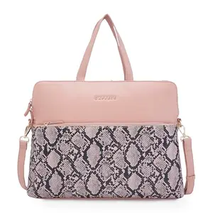 Caprese Gypsy Laptop Bag, Large | Stylish Office Handbag for Women with Laptop Compartment with Adjustable & Detachable Sling Strap | Secure Zip Closure | Ideal for Office, Daily Use (Light Pink)