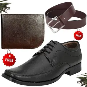 Unique Formal Shoes/Party Shoes/Shoes Combo with Free Wallet & Belt for Men and Boys (BAZAAR2709_TCC-BR-1002) Multicolor