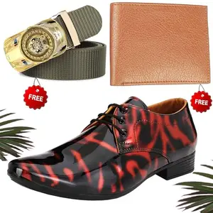 Vitoria Men's PU Formal/Party Shoes | Shoes Combo with Free Wallet & Belt | Stylish & Comfortable | Ideal for Office, Casual Outings, Parties (6166_RT-Tan-101) (Multicolor)(Size: 6UK)