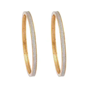 Kushal's Fashion Jewellery White Rodium Gold Plated Casual Zircon Bangles - 406857