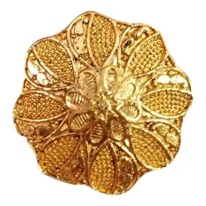 Decorative Gold-Plated Floral Ring, Adjustable Size, Traditional Design