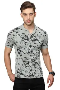 COOL COLORS Men's Half Sleeve Regular Fit Grey Printed Casual T-Shirt |Material : Cotton| Making it Perfect for Any Laid-Back Occasion.