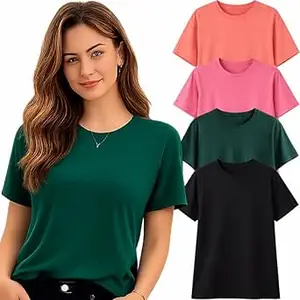 London Hills Tshirt for Woman | T Shirt for Woman Cotton Casual Tops | Tshirts Shirts for Women Round Neck Short Sleeve | Women Tees Everyday Wear Basic T Shirts for Womans