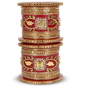 BRIDAL GARNISH Plastic Traditional Chuda Women Fashion Designer Plastic Kada Designer Stone Chura Base Glittery Design Embroidry Women Fashion Designing Kada For Women And Girls Bangle Chura I Wedding Chura I Bridal Chura Dulhan Chuda I Rajasthani Bangle Kada I (Style-3, 2.8)
