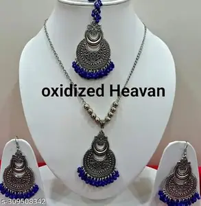 Jewellery Adda Oxidised Round Chain Pendant Long Necklace For Girls and women's Design_34