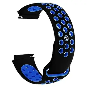 22MM Soft Silicone Watch Band/Belt For FOSSIL GEN 5 GARRETT HR (BLUE DOT BLK)