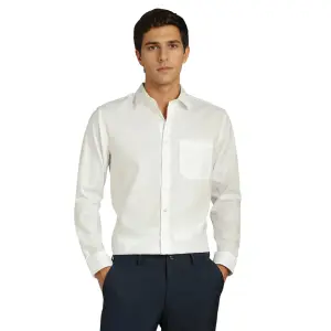 Louis Philippe Men's Slim Fit Easy to Iron Everyday wear Premium Cotton Full Sleeve Solid Formal Shirt