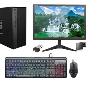 Gaming Desktop Computer Set, i7 4th Gen, 12GB RAM, 256GB SSD, 19-inch HD LED Monitor, RGB Keyboard Mouse, RGB Speaker, Windows 10, Wi-Fi, (12-256GB)