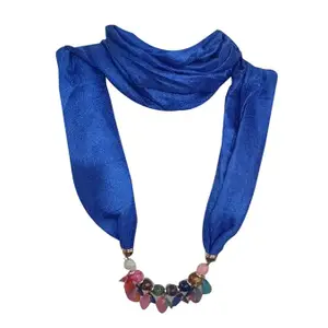 Niue Fashion Pendant Plain Scarf Necklace Stole Dupatta Stoles Muffler Wrap Scarves for Women and Girls (Blue)