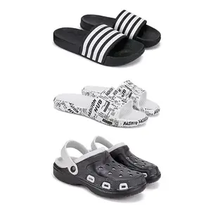 Lightweight,Classic SliderSandals with Clogs for Men-Combo(3)-3024-3104-3018-8 Black-2299