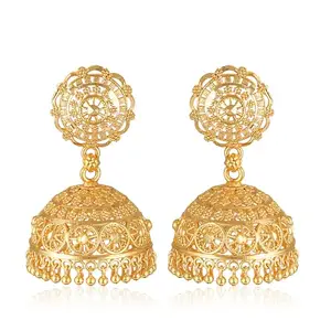 Vivastri's Premium & Elegant Alloy Gold Plated Jhumki Earring For Women & Girls-VIVA2512ERG