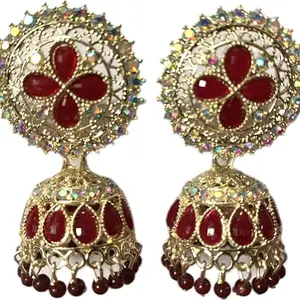 Stylish Iconic Jhumka for Womens | Wedding and Festivals Purposes | Shiney and More Attractive Design (Maroon)