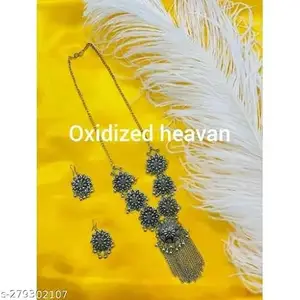 Jewellery Adda Oxidised Round Chain Pendant Long Necklace For Girls and women's Design_12