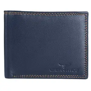 URBAN HYDE RFID Protected Quality Leather Wallet for Men (Blue)