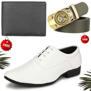 Stylish Trendy Formal Shoes/Party Shoes/Shoes Combo with Free Wallet & Belt for Men and Boys (BAZAAR5000_VTOR-BLK-1006) Multicolor
