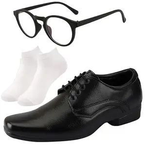 Vitoria l Men Black Lace Formal Shoes with White Socks & Selfi Black Frame/8