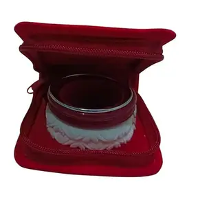 Shankha Bangle Set with Velvet Storage Case, Traditional Design, 2 white and 2 Maroon (2.4)