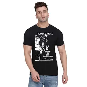 ALLEN BLACK Men's Round Neck T-Shirt Comfortable & Stylish Men's T-Shirt Idea for Gym, Sports, Casual Outings, or Lounge Wear - Small$785 Black