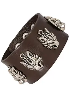 Zivom® Tiger Funky Genuine Handcrafted Brown Leather Bracelet for Men