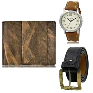 LOREM Watch-Artificial Leather Belt & Wallet Combo for Men (Fz-Lr16-Wl20-Bl01)